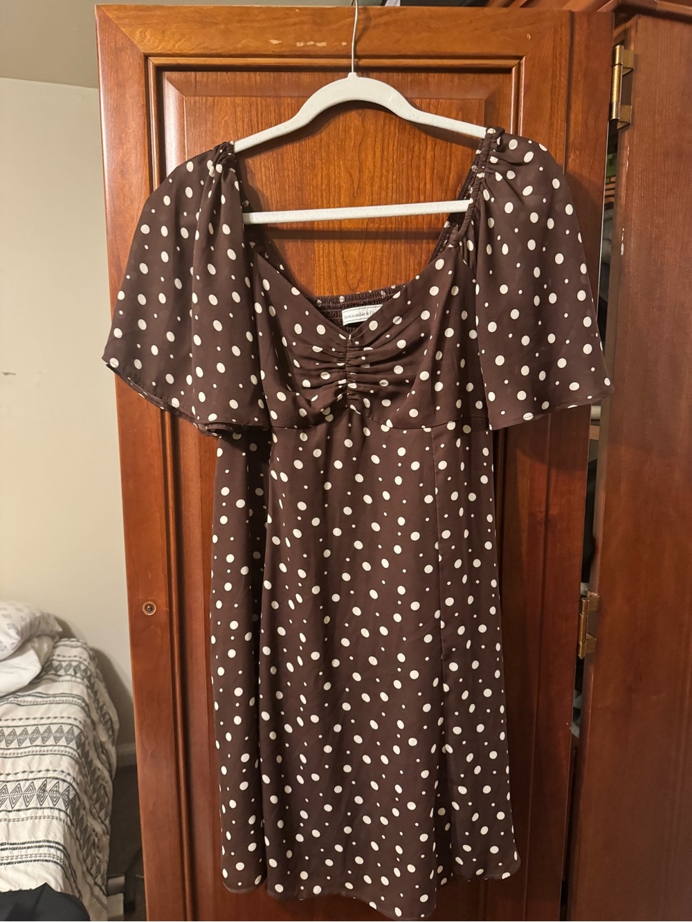 Abercrombie & Fitch Brown and White Polka Dot Mini Dress